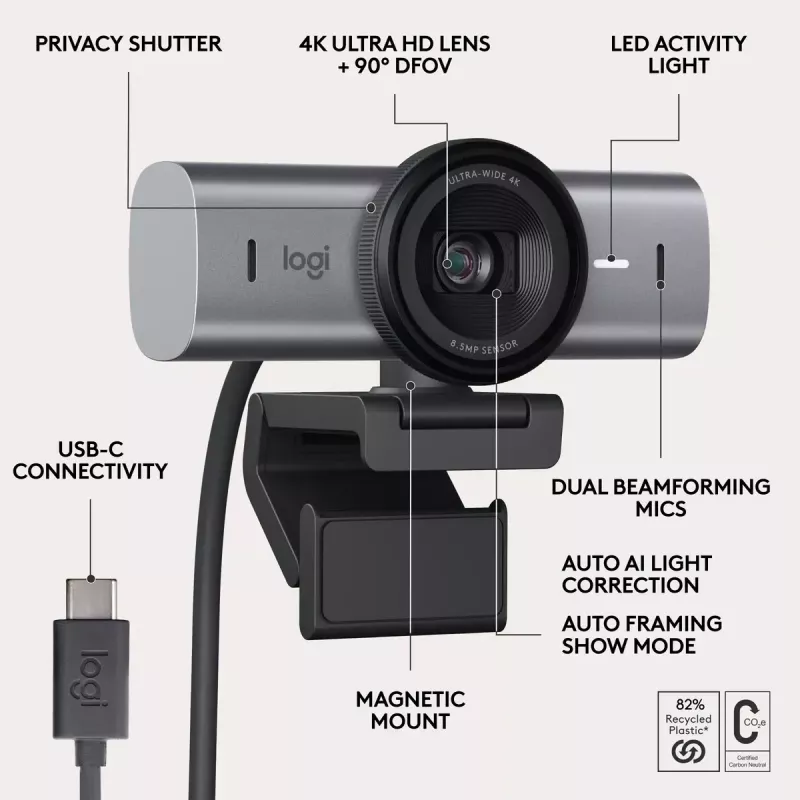 Tīmekļkamera Logitech MX Brio 705 8.5 MP 4K Ultra HD USB 3.2