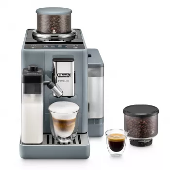 Kafijas automāts De’Longhi Rivelia EXAM440.55.g — pilnībā automātisks, 1.4 L ūdens tvertne, 250 g dzirnaviņas, 19 bāri, TFT skārienekrāns
