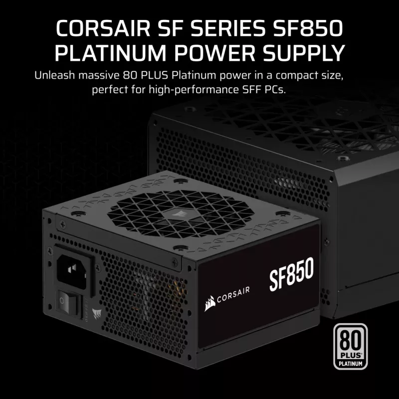 Corsair SF850 SFX barošanas bloks, 850 W, 80 PLUS Platinum, modulārs (CP-9020256-EU)