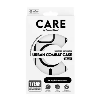 PanzerGlass CARE™ by ® Urban Combat caurspīdīgs ar melnu MagSafe iPhone 15 Pro