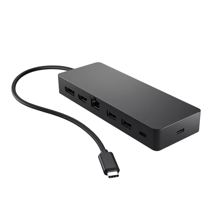 HP Universal USB-C Multiport Hub, vadu, USB 3.2 Gen 2 (3.1 Gen 2) Type-C, 10/100/1000 Mbit/s, melns, 4K Ultra HD