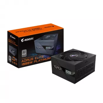 GIGABYTE AORUS ELITE P1000W ICE barošanas bloks - PCIe 5.0, 80 PLUS Platinum, pilnībā modulārs, 120mm ventilators, ATX 3.0, EU kontaktdakša
