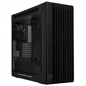 PC korpuss ASUS ProArt PA602 Wood Edition Midi Tower Melns — Koks, ATX/EATX atbalsts, Rūdīts stikls, 4×3.5 collu / 8×2.5 collu, GPU līdz 450 mm
