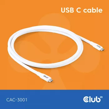 USB-C kabelis CLUB3D CAC-3001 2m USB4 Gen 3x2 balts