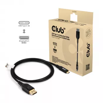USB Type-C uz DisplayPort 2.1 kabelis, Club 3D CAC-1559, divvirzienu, VESA DP80 sertificēts, 1 m