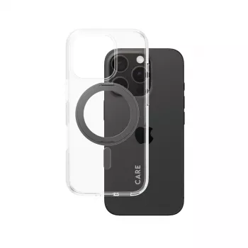 PanzerGlass CARE™ by ® Macīgs Caurspīdīgs ar Melnu Statīvu un MagSafe iPhone 16 Pro