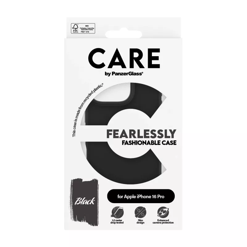 PanzerGlass CARE™ by ® Maciņš Melns iPhone 16 Pro, Vāciņš, Apple, Apple - iPhone 16 Pro, Melns