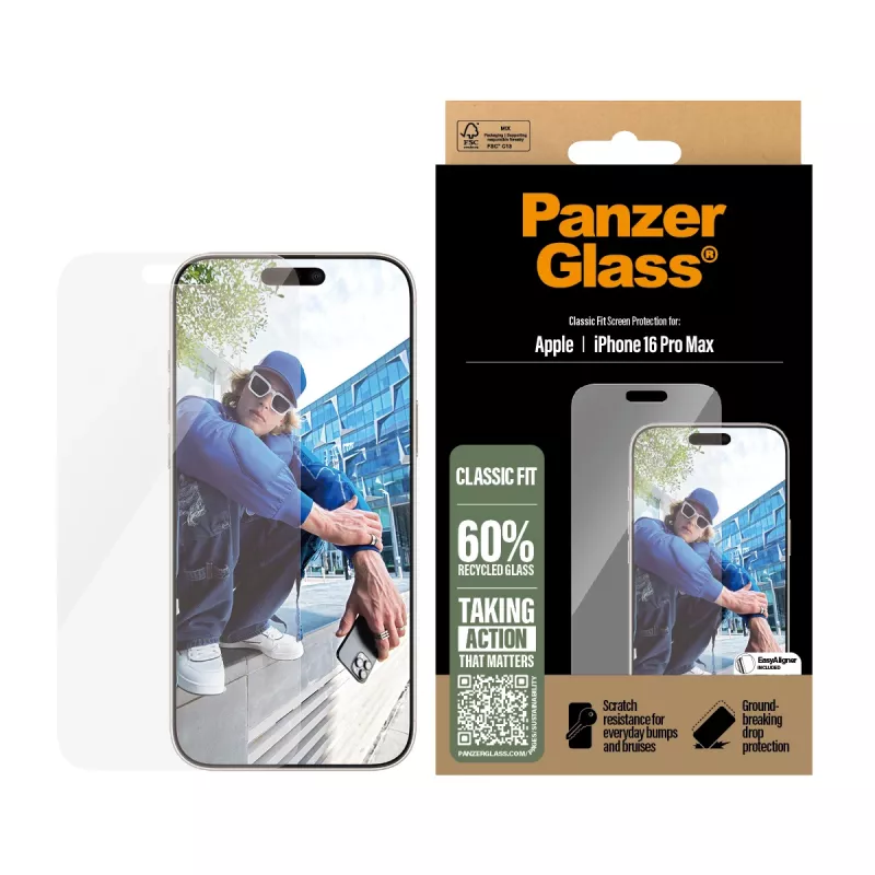 PanzerGlass® Ekrāna aizsargs iPhone 16 Pro Max | Classic Fit