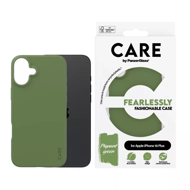 PanzerGlass CARE by® Fashionable Case Green iPhone 16 Plus aizsargmaciņš