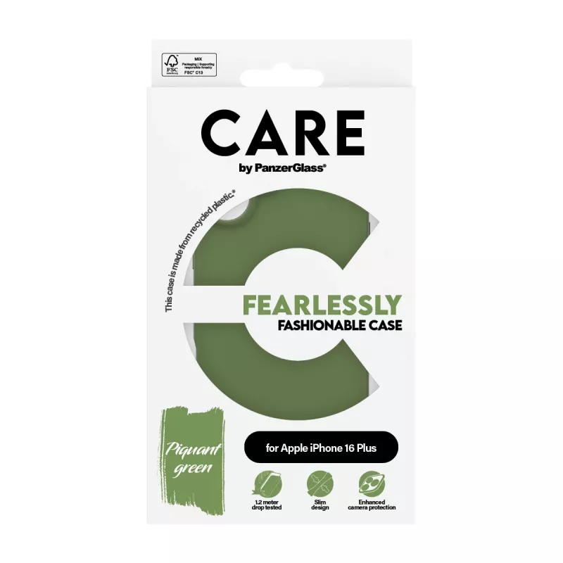 PanzerGlass CARE by® Fashionable Case Green iPhone 16 Plus aizsargmaciņš
