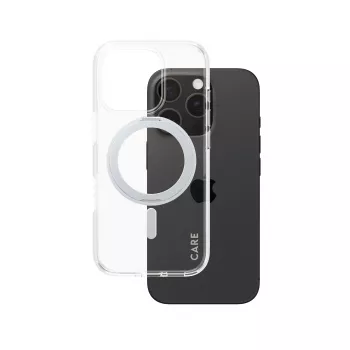 PanzerGlass CARE™ by ® Macīgs Caurspīdīgs ar Sudraba Statīvu un MagSafe iPhone 16 Pro