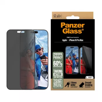 PanzerGlass® Privātuma ekrāna aizsargs iPhone 16 Pro Max | Ultra-Wide Fit ar EasyAligner