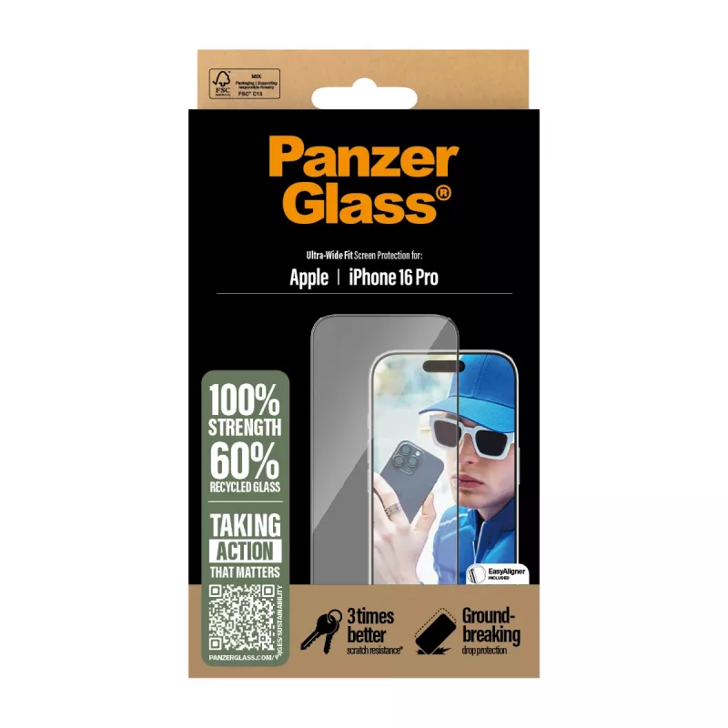 PanzerGlass® Ekrāna aizsargs iPhone 16 Pro | Ultra-Wide Fit