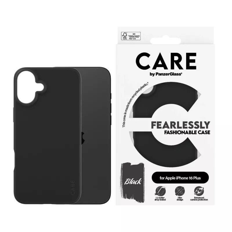 PanzerGlass CARE™ by ® Case Black iPhone 16 Plus, Vāciņš, Apple, Apple - iPhone 16 Plus, Melns
