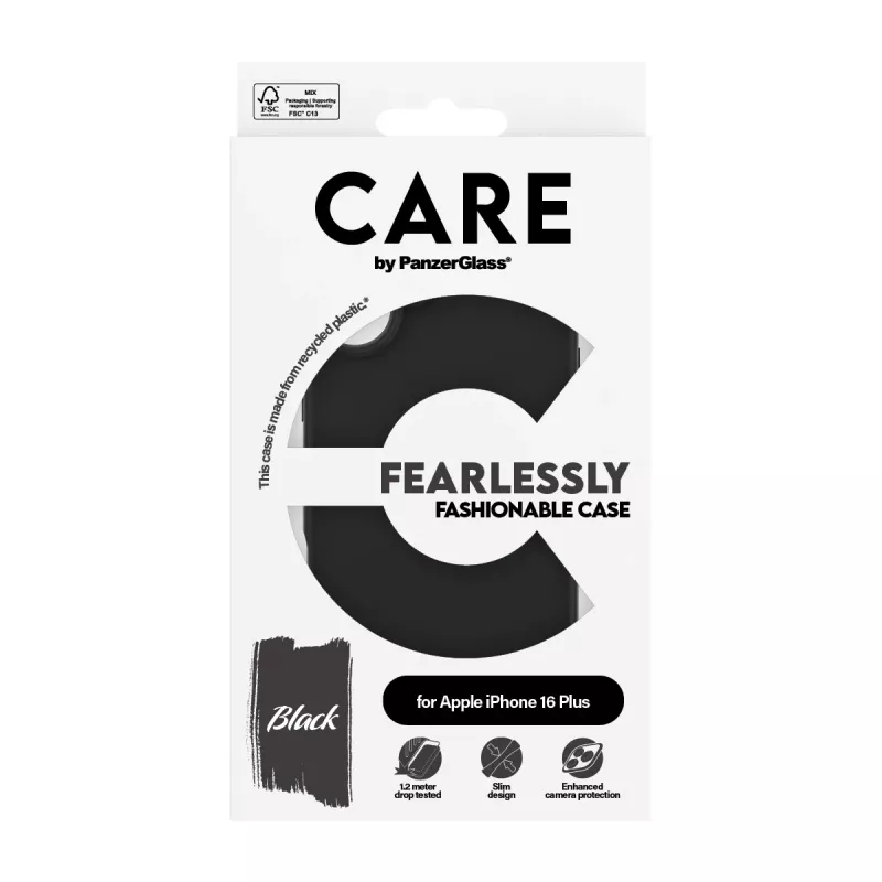 PanzerGlass CARE™ by ® Case Black iPhone 16 Plus, Vāciņš, Apple, Apple - iPhone 16 Plus, Melns