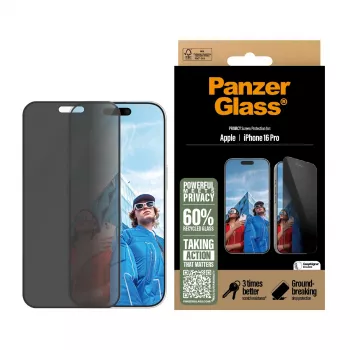PanzerGlass® Privātuma ekrāna aizsargs iPhone 16 Pro | Ultra-Wide Fit ar EasyAligner