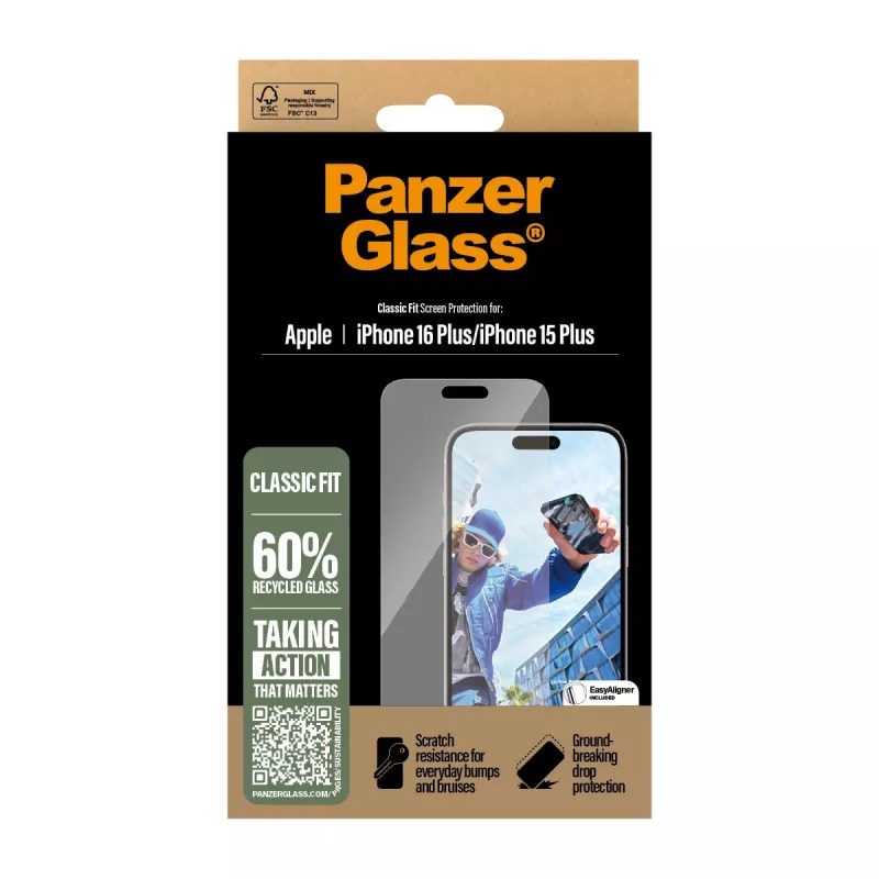 PanzerGlass® ekrāna aizsargs iPhone 16 Plus | 15 Plus | Classic Fit