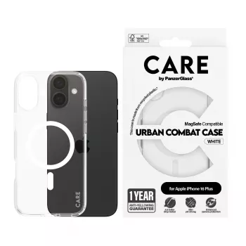 PanzerGlass CARE™ by ® Urban Combat Caurspīdīgs ar Baltu MagSafe iPhone 16 Plus