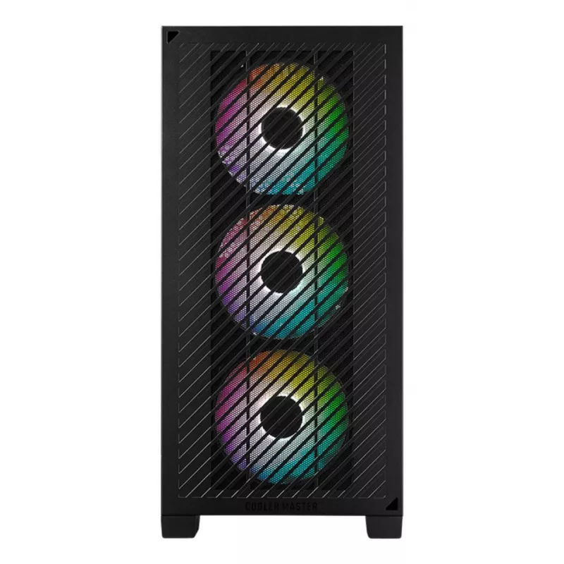 Cooler Master Elite 301 ARGB Mini Tower korpuss, melnā krāsā, ar logu, 3x 120 mm ARGB ventilatori