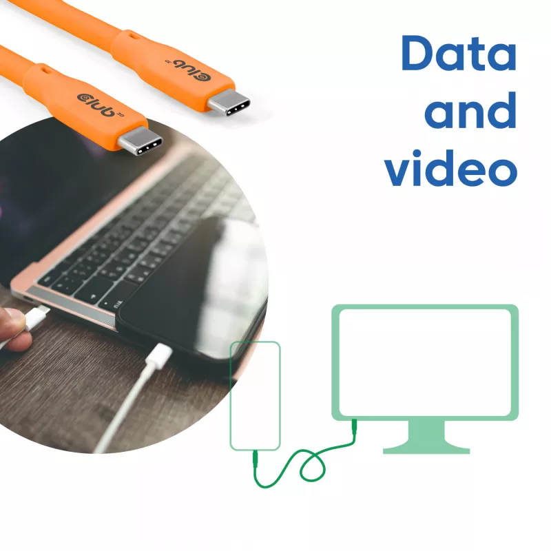 CLUB3D USB4 Gen 2x2 kabelis 2 m USB C oranžs