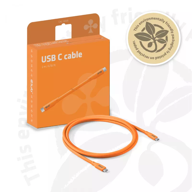 CLUB3D USB4 Gen 2x2 kabelis 2 m USB C oranžs