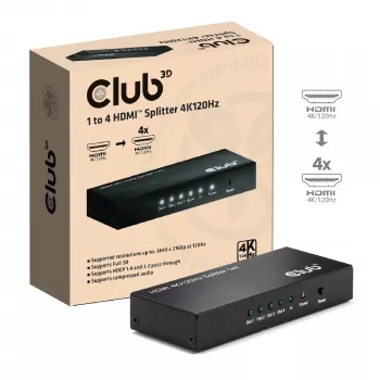 CLUB3D 1 uz 4 HDMI™ Sadalītājs 4K120Hz