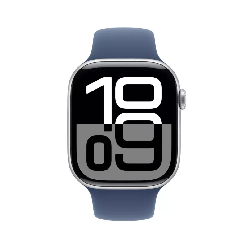 APPLE Watch Series 10 GPS 46mm Sudraba Alumīnija Korpuss ar Džinsa Sporta Siksniņu - M/L