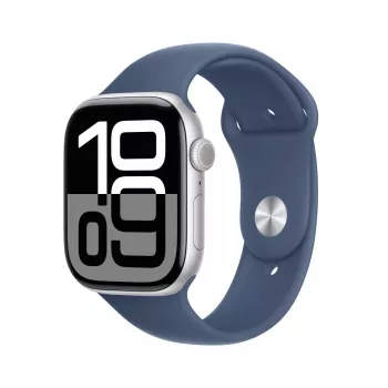 APPLE Watch Series 10 GPS + Cellular 46mm Sudraba alumīnija korpuss ar Denim Sport siksnu - M/L