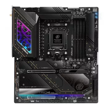 Mātesplate ASRock X870E Taichi — AMD X870E, Socket AM5, Extended ATX, DDR5, 4 DIMM, līdz 256GB, Wi‑Fi 7, 5Gb LAN