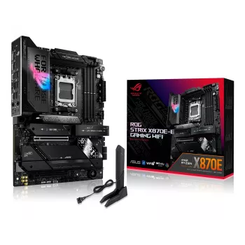 Mātesplate ASUS ROG STRIX X870E-E GAMING WIFI ATX, AMD X870E, Socket AM5, DDR5, 4 DIMM, Wi‑Fi 7, Bluetooth 5.4, 5Gb LAN