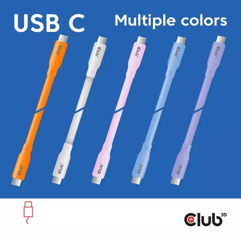 USB C kabelis CLUB3D CAC-3004 2m violets