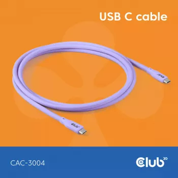 USB C kabelis CLUB3D CAC-3004 2m violets