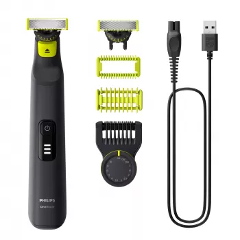 Skūšanās aparāts Philips OneBlade Pro 360 QP6542/15 — Sejai un ķermenim, Li-Ion, 90 min, 0,4–10 mm, 14 soļi, Slapjš un sauss