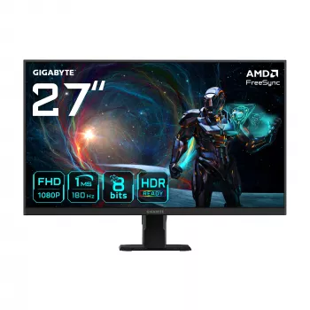 GIGABYTE GS27FA 27 collu FHD spēļu monitors - 1920 x 1080, 180Hz, 1ms, 300 cd/m², FreeSync, HDR Ready, HDMI 2.0