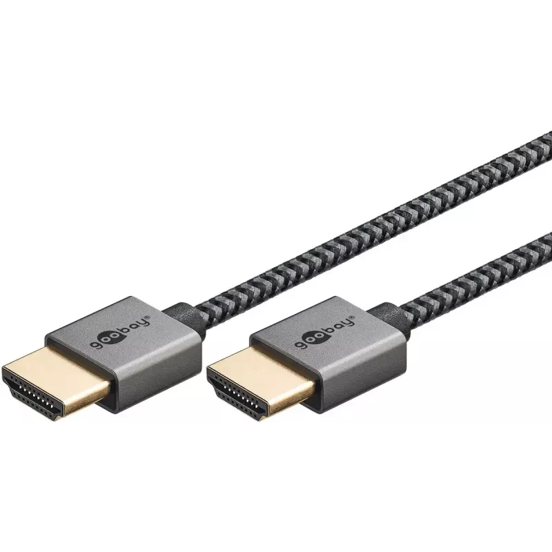 Goobay HDMI kabelis 2m A tipa vīriešu-vīriešu 18 Gbit/s Pelēks
