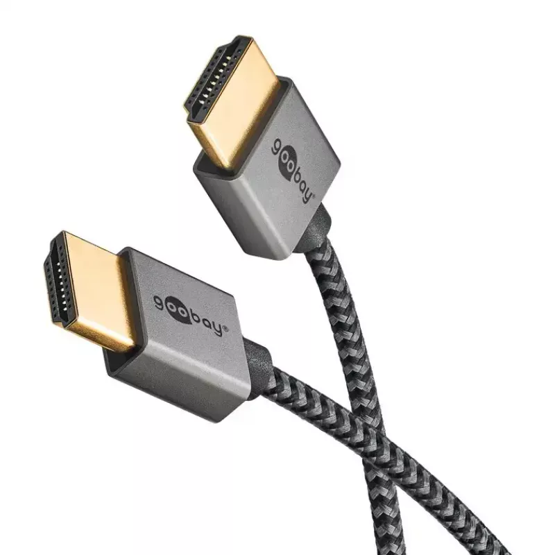 Goobay HDMI kabelis 2m A tipa vīriešu-vīriešu 18 Gbit/s Pelēks