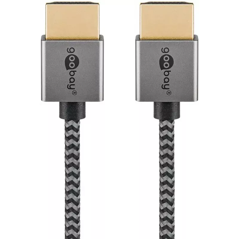 Goobay HDMI kabelis 2m A tipa vīriešu-vīriešu 18 Gbit/s Pelēks