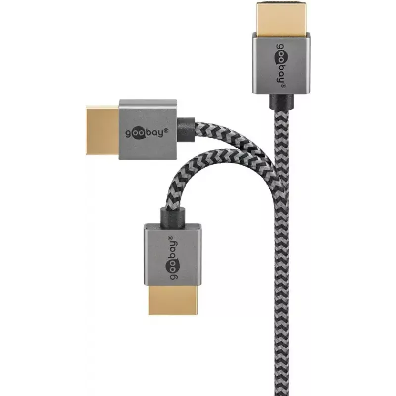 Goobay HDMI kabelis 2m A tipa vīriešu-vīriešu 18 Gbit/s Pelēks