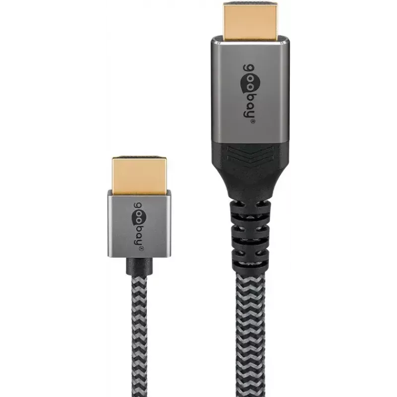Goobay HDMI kabelis 2m A tipa vīriešu-vīriešu 18 Gbit/s Pelēks