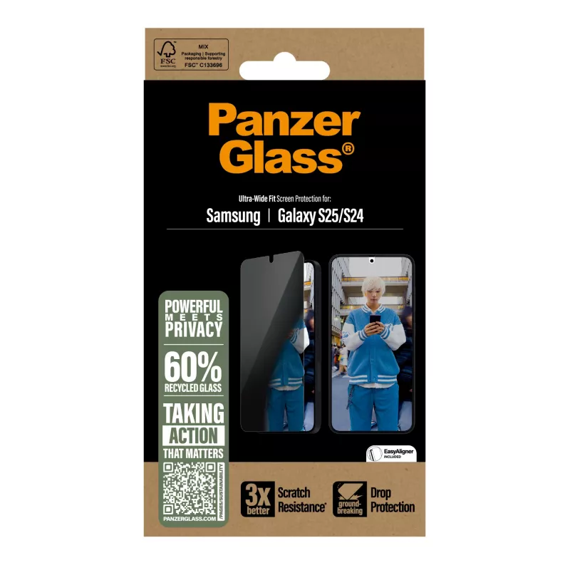 PanzerGlass® Privātuma aizsargstikls Samsung Galaxy S25 | S24 | Ultra-Wide Fit