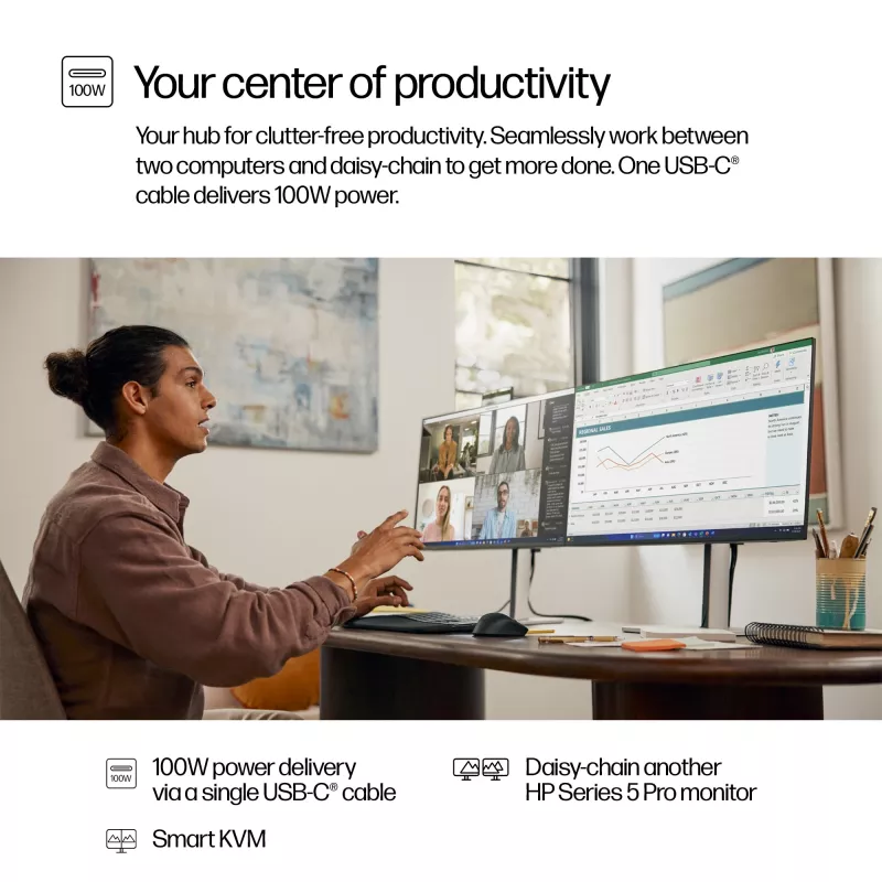 HP Series 5 Pro 27 collu QHD USB-C konferenču monitors - 527pm