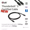 CLUB3D Thunderbolt™ 5 sertificēts kabelis 8K240Hz Dati 80/120 Gbps EPR 240 W vīriešu/vīriešu 1m / 3.28ft