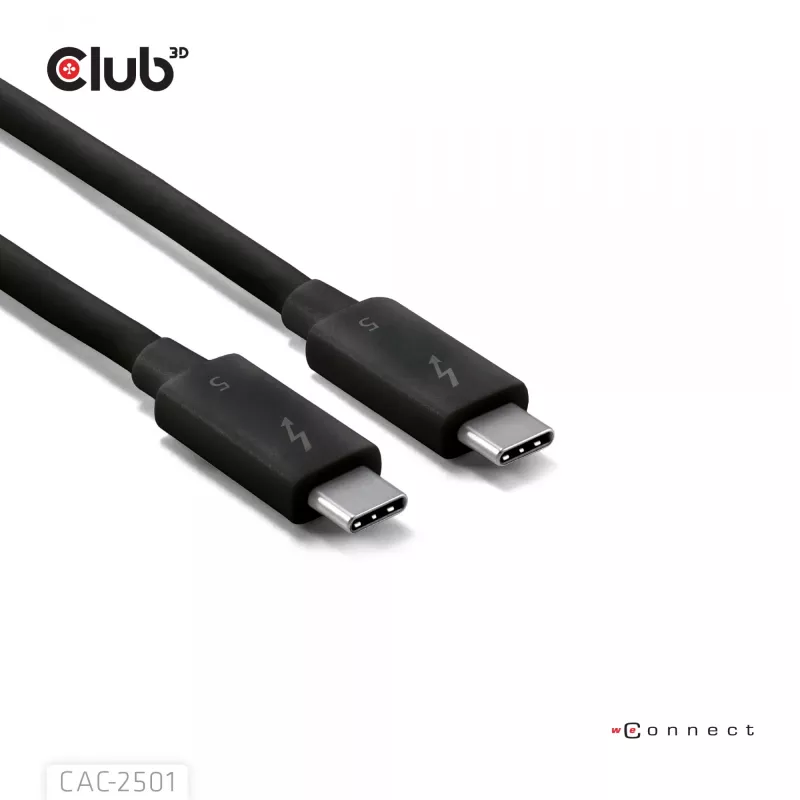 CLUB3D Thunderbolt™ 5 sertificēts kabelis 8K240Hz Dati 80/120 Gbps EPR 240 W vīriešu/vīriešu 1m / 3.28ft