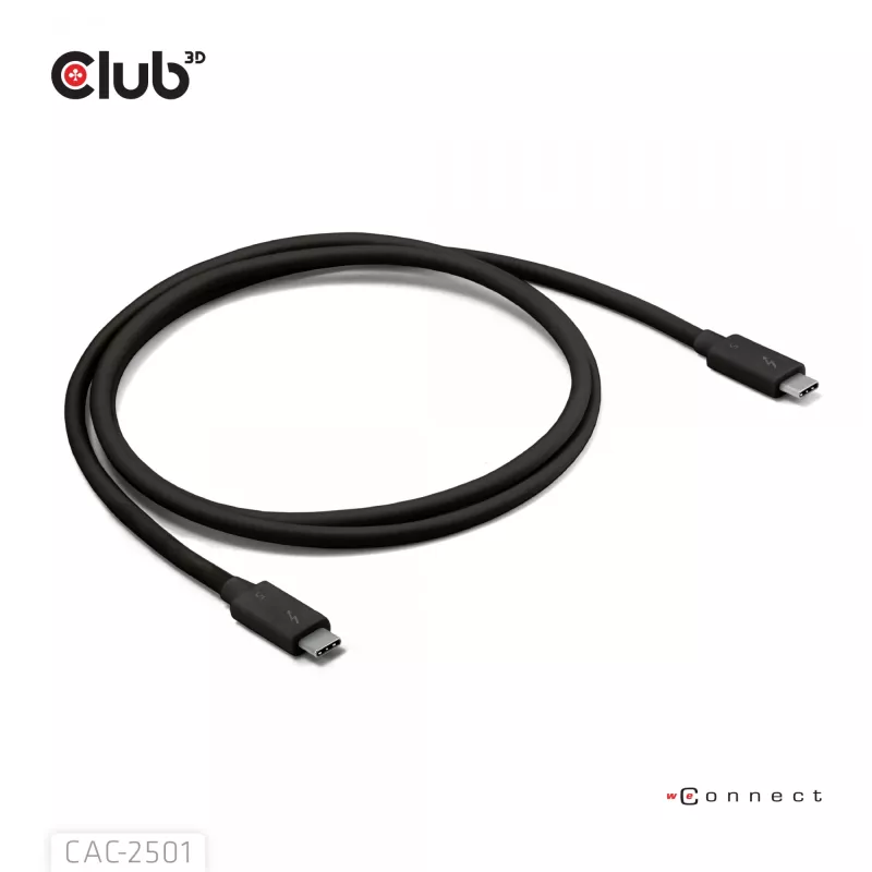 CLUB3D Thunderbolt™ 5 sertificēts kabelis 8K240Hz Dati 80/120 Gbps EPR 240 W vīriešu/vīriešu 1m / 3.28ft