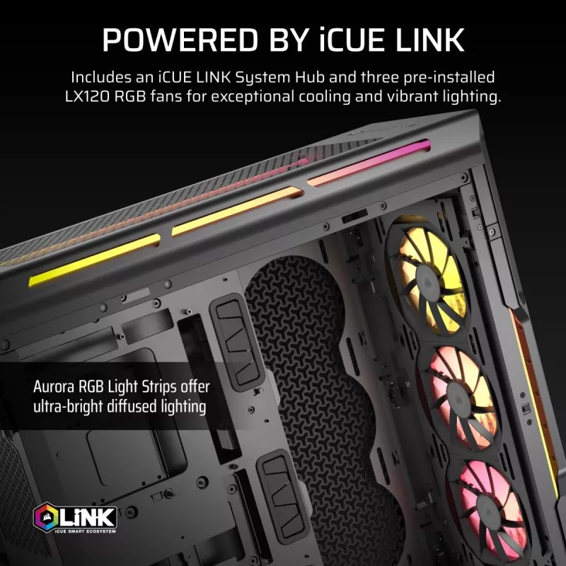 CORSAIR iCUE LINK 5000T LX RGB Mid-Tower korpuss - augstas veiktspējas