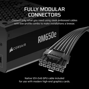 CORSAIR RMe sērijas RM650e pilnībā modulārs, zema trokšņa ATX barošanas bloks, 650 W