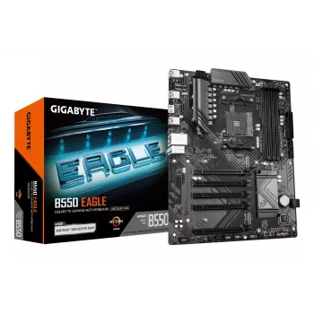 GIGABYTE B550 EAGLE mātesplate - AMD Ryzen 5000 G sērijas CPU, 10+3+1 fāžu VRM, līdz 3200MHz DDR4, 1xPCIe 4.0 + 1xPCIe 3.0 M.2, 1GbE LAN, USB 3.2 Gen 2