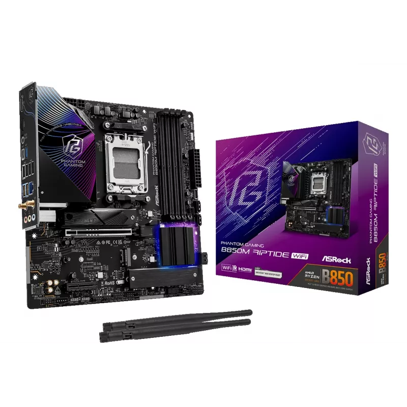Mātesplate ASRock B850M Riptide WiFi AM5 AMD B850 4 x DDR5 1 x HDMI 2.1 1 x DisplayPort 1.4 mATX