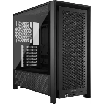 PC korpuss CORSAIR FRAME 4000D RS Midi Tower — melns, EATX atbalsts, rūdīts stikls, USB-C, 3x120mm priekšējie ventilatori