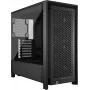PC korpuss CORSAIR FRAME 4000D RS Midi Tower — melns, EATX atbalsts, rūdīts stikls, USB-C, 3x120mm priekšējie ventilatori